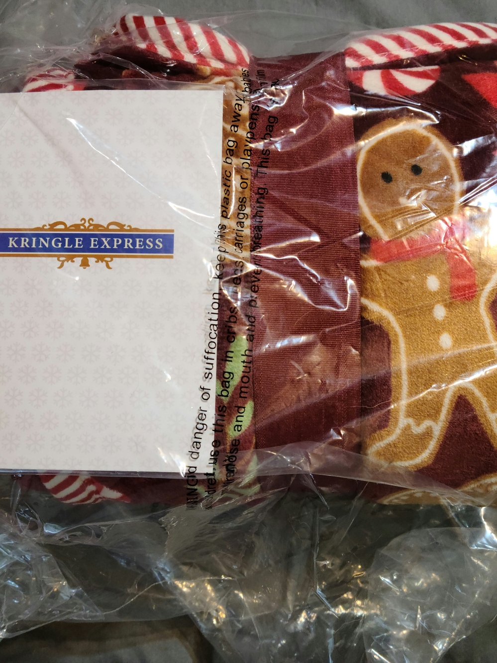 Gingerbread Holiday Stocking - Red and Brown 50in X 60in